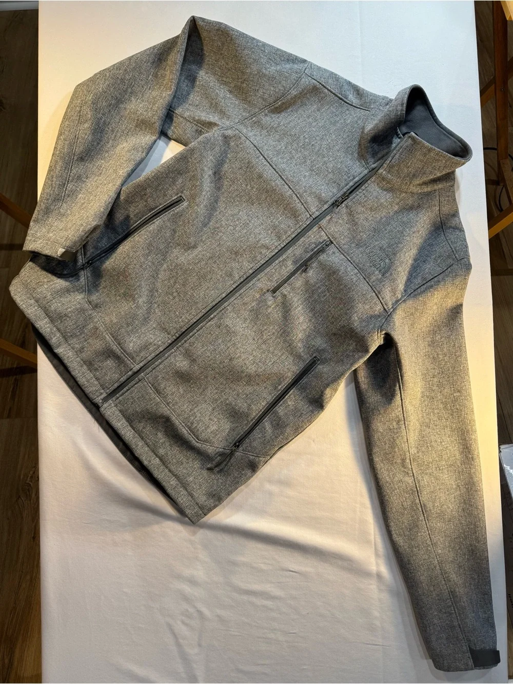 Men's North Face  Windwall Fleece Lined Gray Zip‑Front Casual Jacket